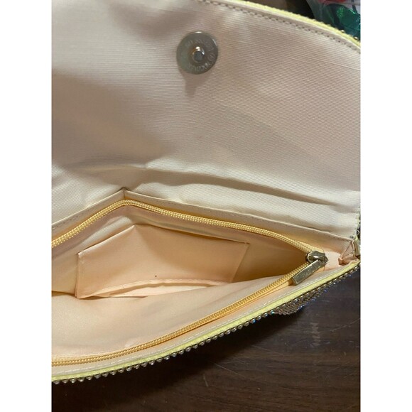 Vintage Rhinestone Evening Clutch Purse Gold Light Chain Should Strap Formal - Picture 11 of 11